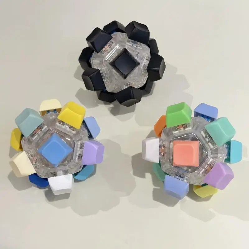 12-Key LED Fidget Keychain Clicker | Keyboard Cap Sensory Toy Fidget Keychain Toy QXL