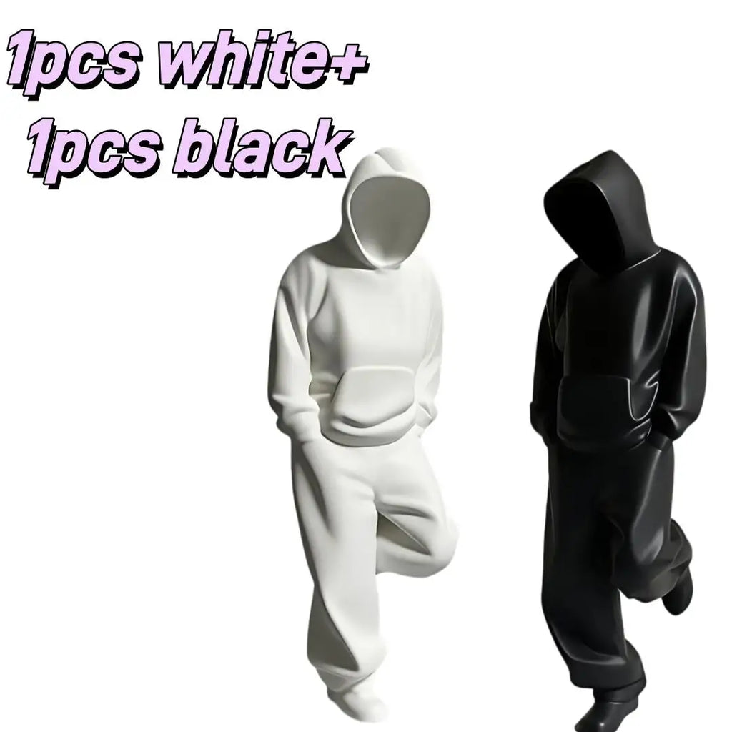 Faceless Thinker Statue Set – Black & White Minimalist Decor Decorative Figurine QXL 2pcs black white