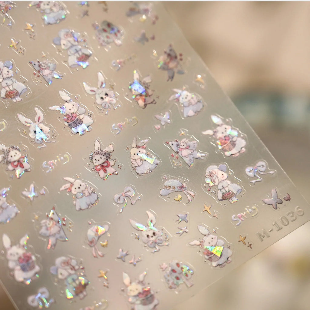 Fantasy Laser Bunny 5D Nail Art Stickers | Iridescent Decals Nail Art Stickers QXL