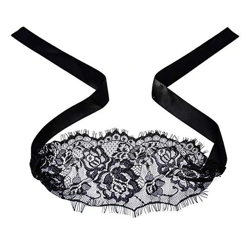 Lace Eye Patch Mask | Silk Cutout Blindfold Black & White Costume Eye Mask QXL