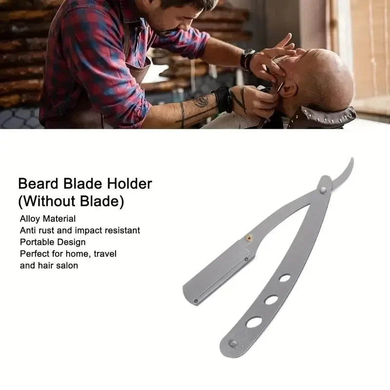Foldable Straight Razor Holder | Stainless Steel Men's Shaver Straight Razor Holder QXL