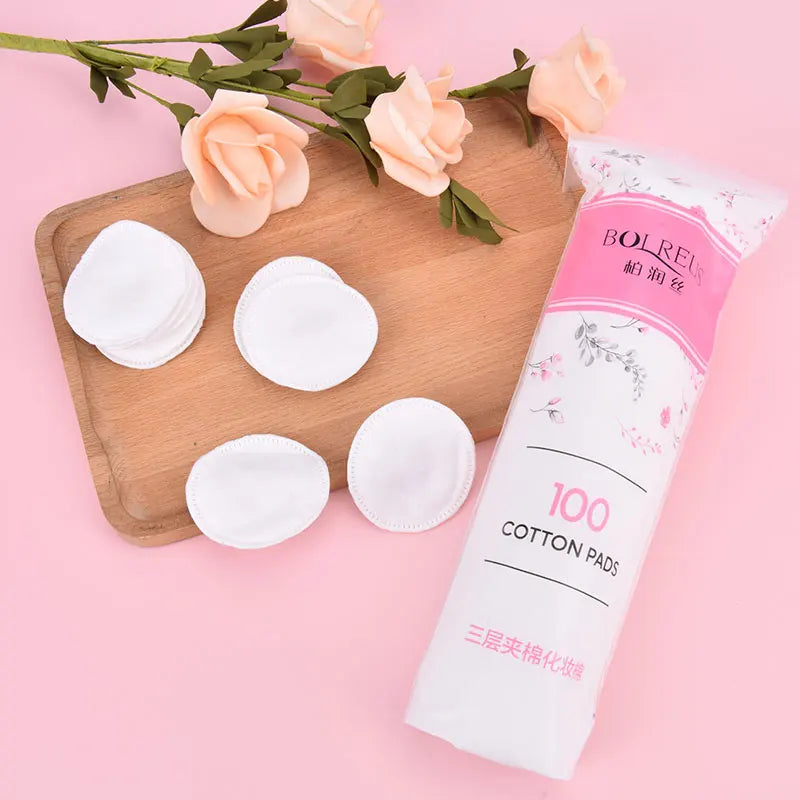 100-Pack Soft Cotton Makeup Remover Pads | Face, Eye & Nail Cotton Cleansing Pads QXL