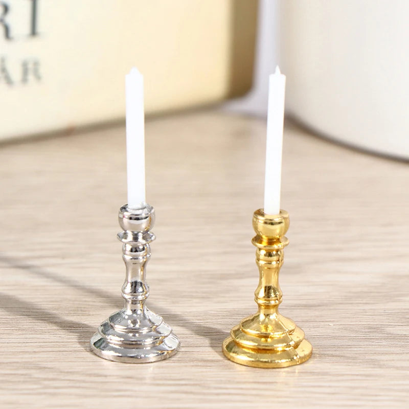1:12 Dollhouse Miniature Candle Holders – Candelabra Pair Dollhouse Miniature QXL