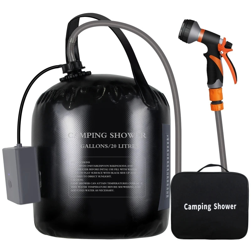 Portable Camping Shower Set | Solar Heated & Rechargeable Portable Camping Shower QXL