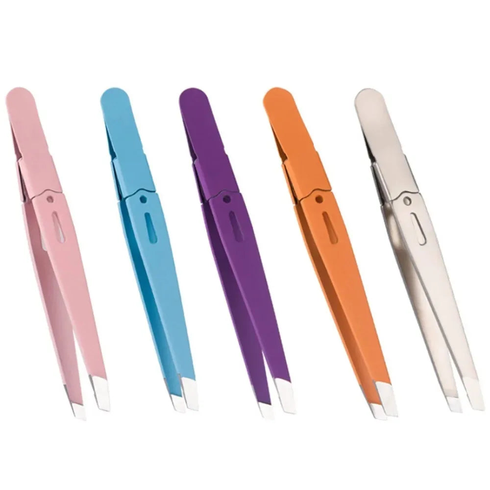 Colorful Slanted Eyebrow Tweezers | Stainless Steel Makeup Tool Eyebrow Tweezers QXL
