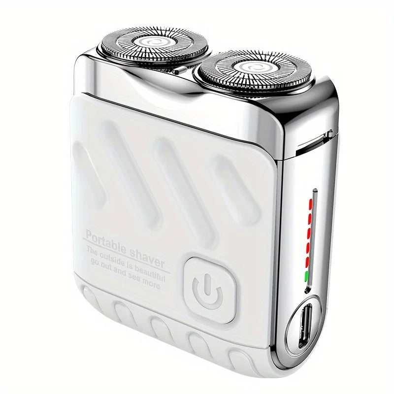 WITZIO Mini Dual Blade Electric Shaver for Men | USB Charge Electric Shaver QXL Silver USB Type-C
