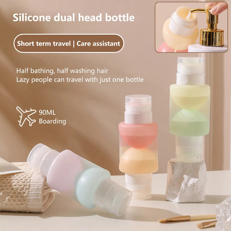 Refillable Silicone Squeeze Travel Bottles – Leak-Proof Duo Travel Toiletry Bottles QXL