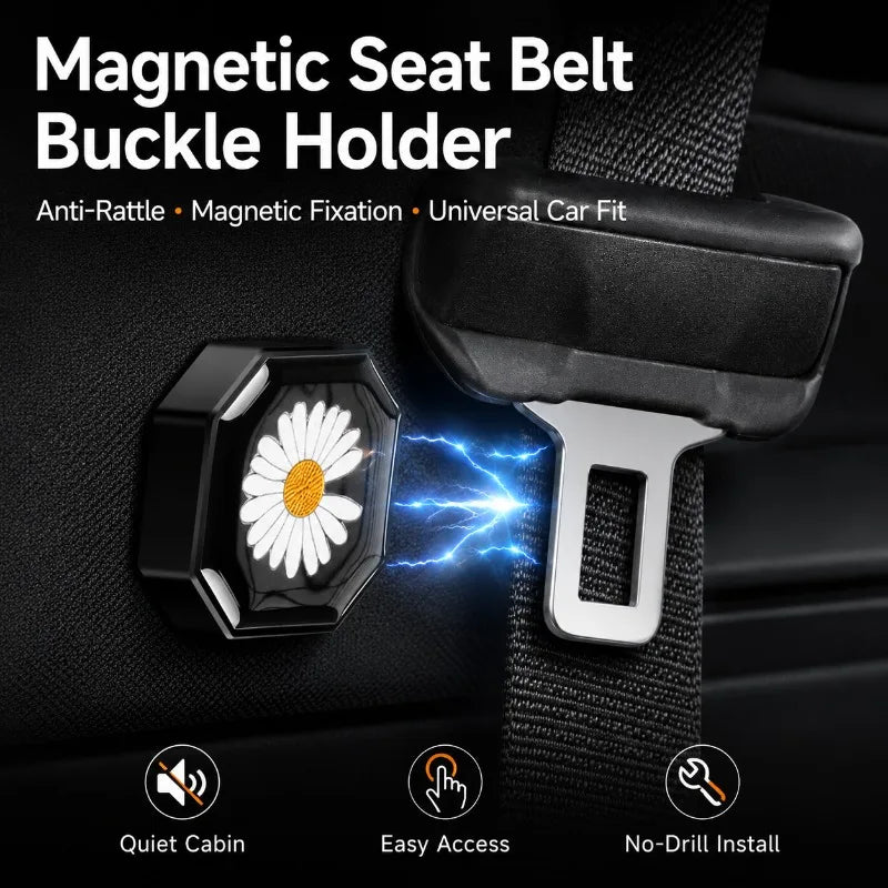 Magnetic Seat Belt Buckle Holder – Anti-Rattle Car Clip Car Interior Accessory QXL