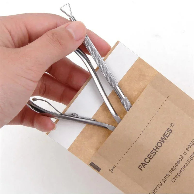 100-Pack Disposable Nail Tool Sterilization Bags | Kraft Paper Nail Sterilization Bags QXL