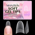240-Pc Soft Gel Nail Tips | Almond Coffin Stiletto Full Cover Soft Gel Nail Tips QXL A2