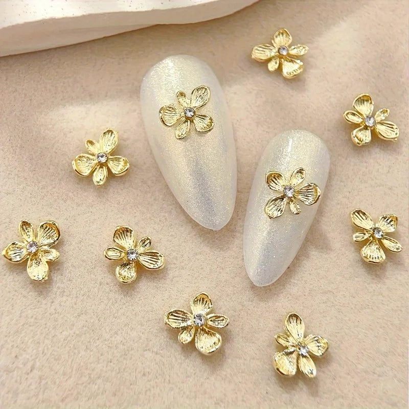 20-Pack Mini Flower Nail Charms with Rhinestones | DIY Nail Art Nail Art Charms QXL