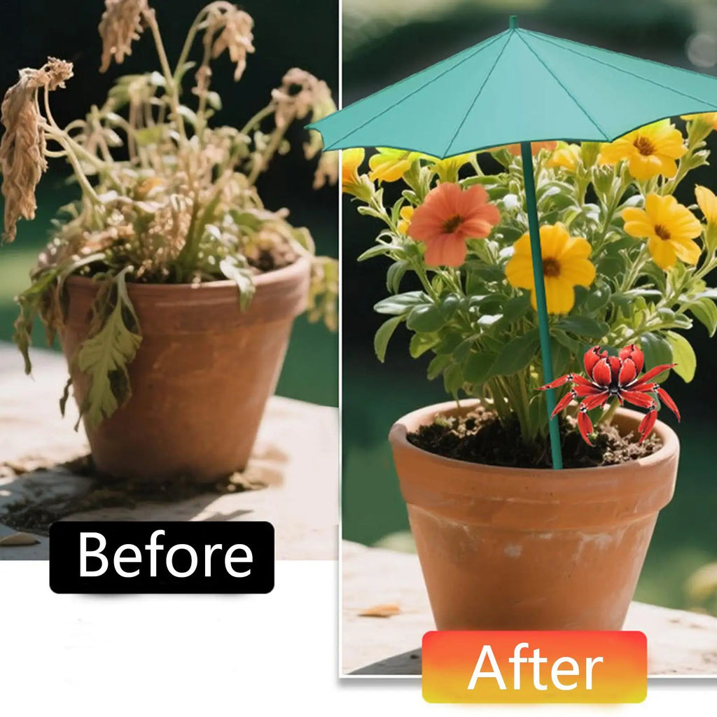 3-Pack Mini Plant Shade Umbrellas with Stakes | 26.5cm Garden Garden Plant Umbrella QXL