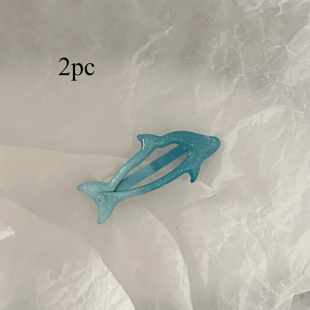 Glitter Dolphin & Bunny Resin Hair Clips for Girls & Teens Resin Hair Clips QXL