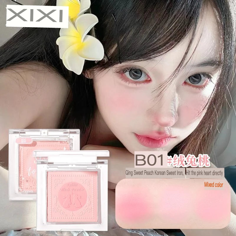 XIXI Two-Color Matte Blush Palette | Korean Nude Natural Finish Powder Blush Palette QXL