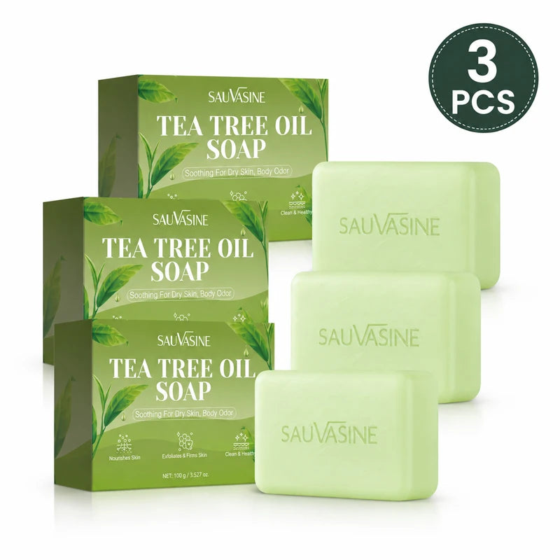 Tea Tree Oil Soap Bar – Deep Cleansing & Moisturizing 100g Cleansing Soap Bar QXL 3pcs