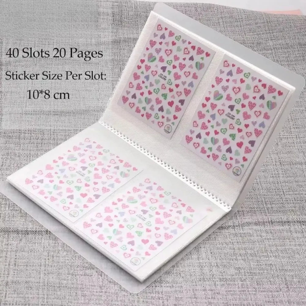 Transparent Nail Tip Storage Book | 40/80 Slots PVC Album Nail Art Storage Book QXL