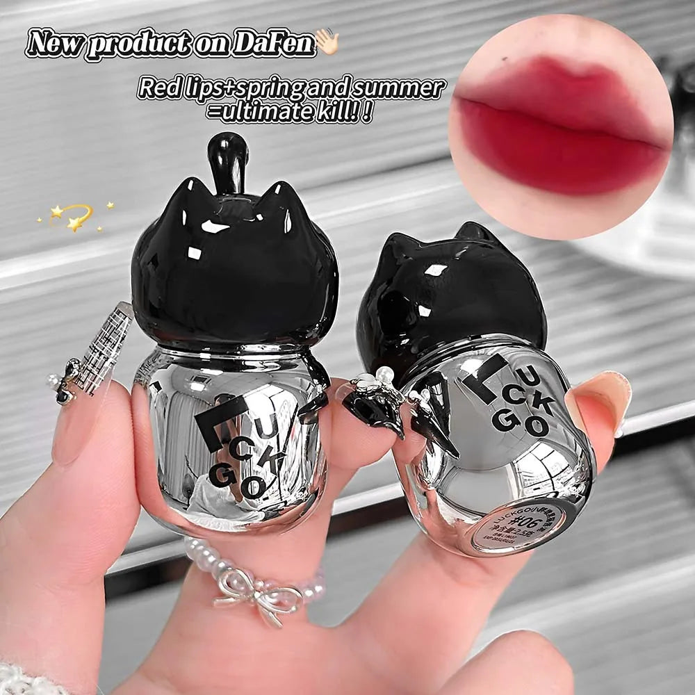 Black Cat Matte Lip Mud | Velvet Waterproof Lip Clay – 6 Shades Matte Lip Mud QXL