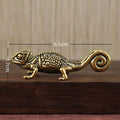 Antique Brass Gecko Figurine | Lucky Lizard Home Decor Ornament Decorative Figurine QXL A3