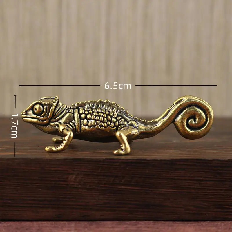 Antique Brass Gecko Figurine | Lucky Lizard Home Decor Ornament Decorative Figurine QXL A3