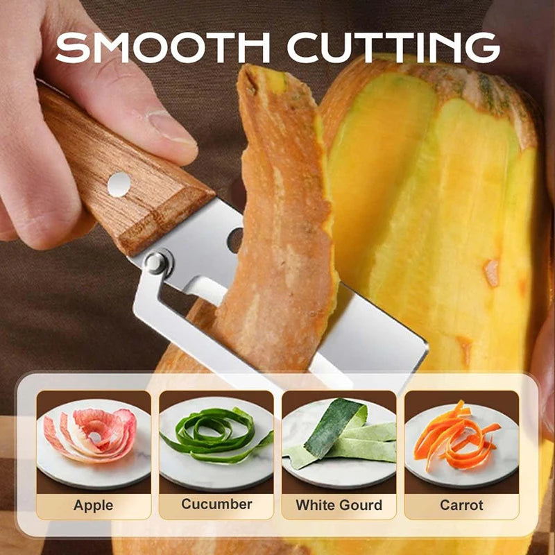 Wooden Ergonomic Vegetable Peeler & Julienne Cutter | 2-in-1 Vegetable Peeler QXL