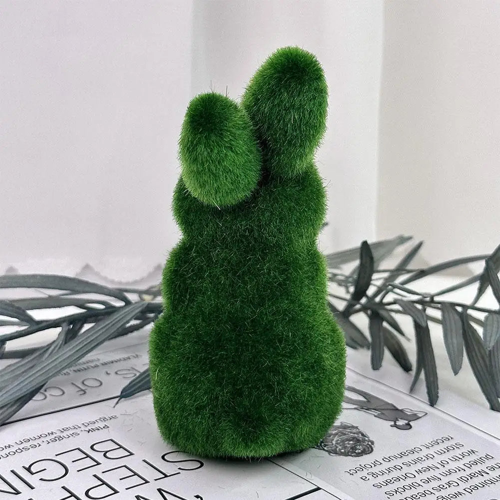 Moss Bunny Figurine | Green Easter Rabbit Decor (1 or 2 Pack) Decorative Figurine QXL