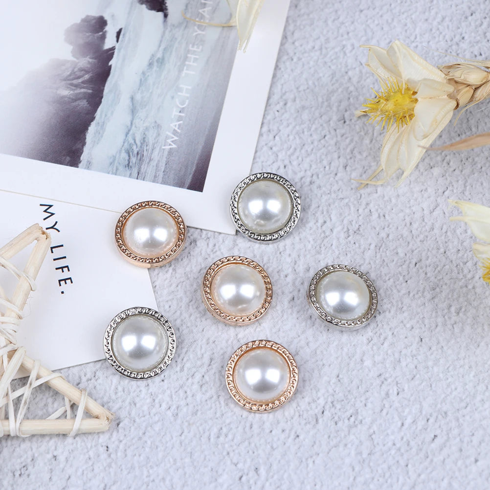 10-Pack Alloy Pearl Sewing Buttons | DIY Craft & Clothing Decorative Sewing Buttons QXL
