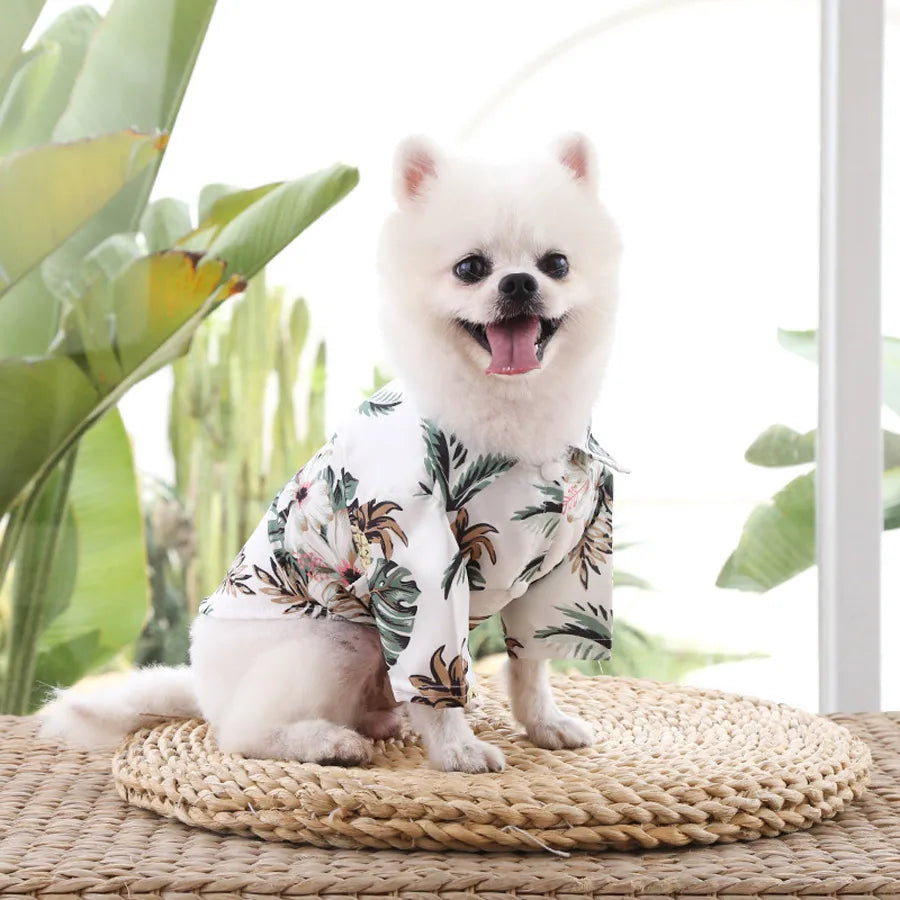 Hawaiian Print Dog & Cat T-Shirt | Summer Vest 4 Colors 6 Sizes Pet Summer Shirt QXL