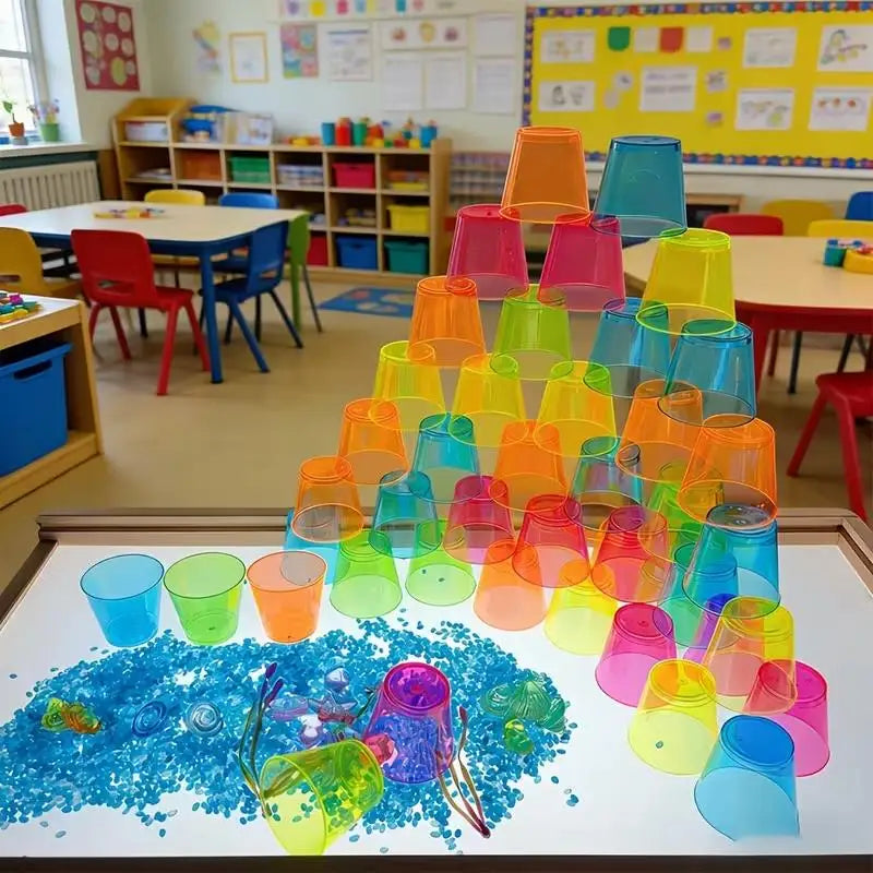 20-Pc Reggio Emilia Sensory Tiles | 20 Colors Light Table Play Sensory Learning Tiles QXL