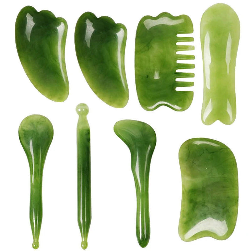 7-Piece Natural Resin Gua Sha Scraper Set | Body & Face Massage Gua Sha Scraper Set QXL