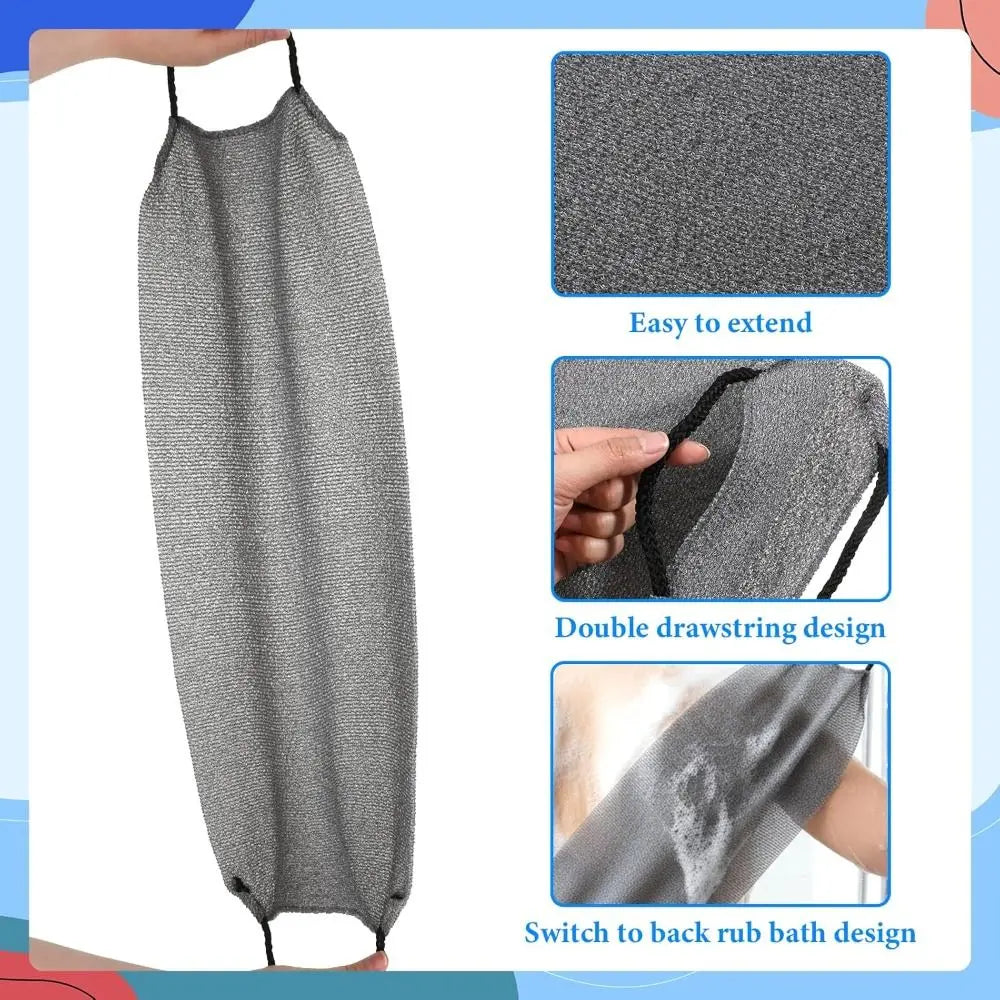 Double-Sided Nylon Back Scrubber with Handles | Exfoliator Back Scrubber QXL