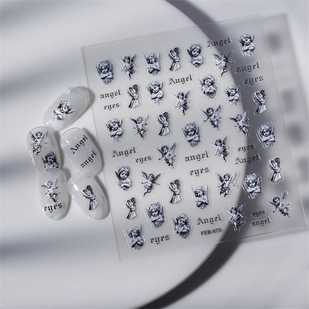 Kawaii 5D Nail Art Stickers | Bear Rabbit Cat Cartoon Decals Nail Art Stickers QXL 1pcs FEB-670