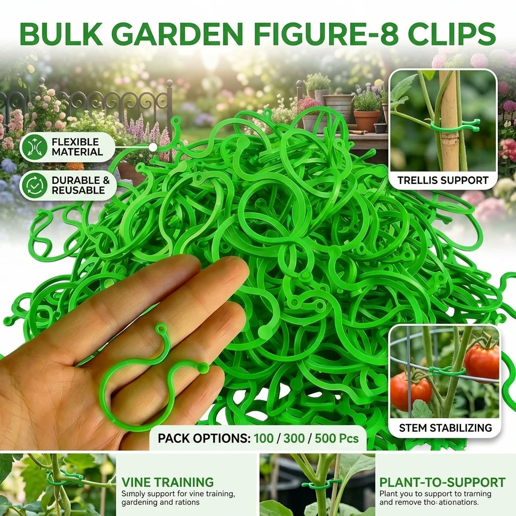 100/300/500-Pack Plant Support Clips | Garden Vine Ties Garden Plant Clips QXL