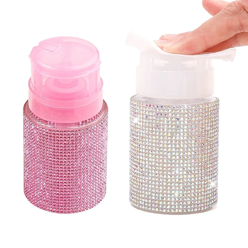 Diamond Refillable Press Pump Bottle | Nail Polish Remover Nail Pump Dispenser QXL