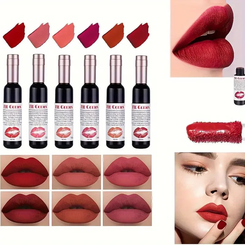 Red Wine Bottle Velvet Matte Liquid Lipstick | Long-Lasting Liquid Lipstick QXL