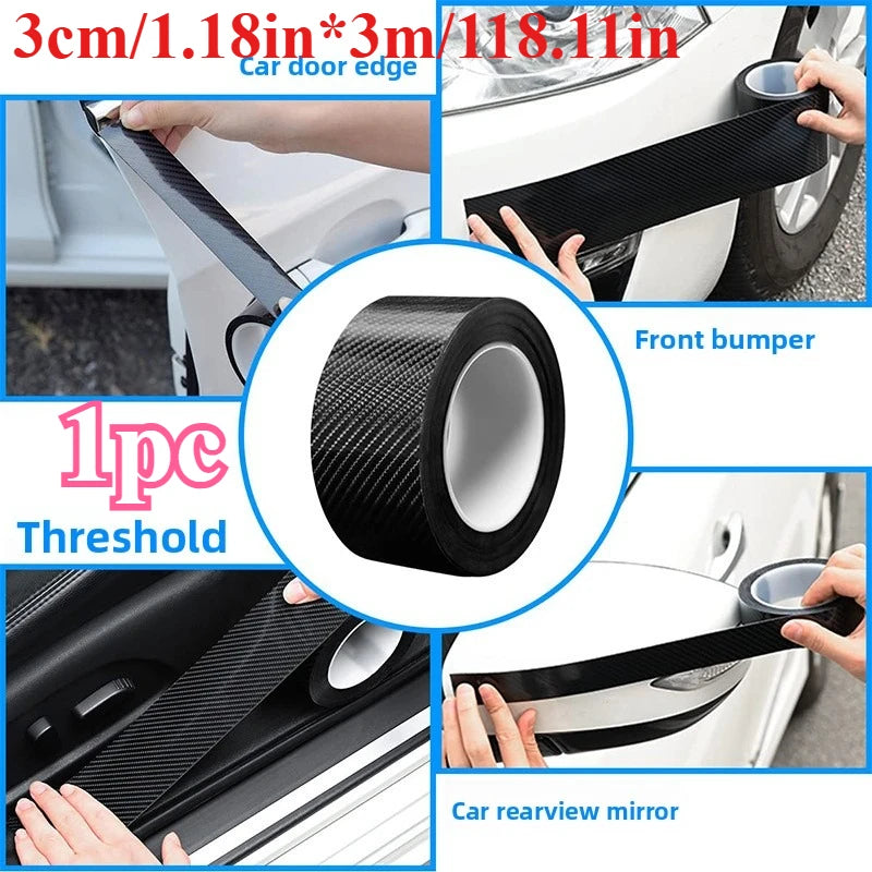 Nano 3D Carbon Fiber Vinyl Tape | Waterproof Car Protective Film Car Vinyl Wrap Tape QXL 3cmblack1pc