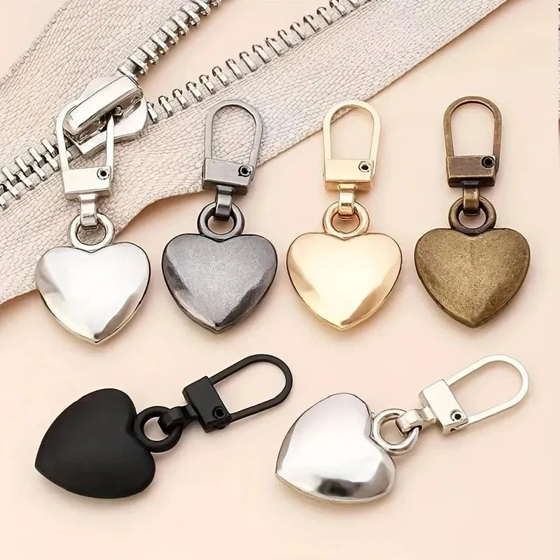 10-Pack Metal Love Heart Zipper Sliders for Jackets & Clothes Zipper Sliders QXL