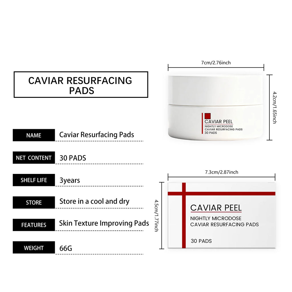 Caviar Resurfacing Cotton Pads Night Facial Care 30 pcs Facial Resurfacing Pads QXL