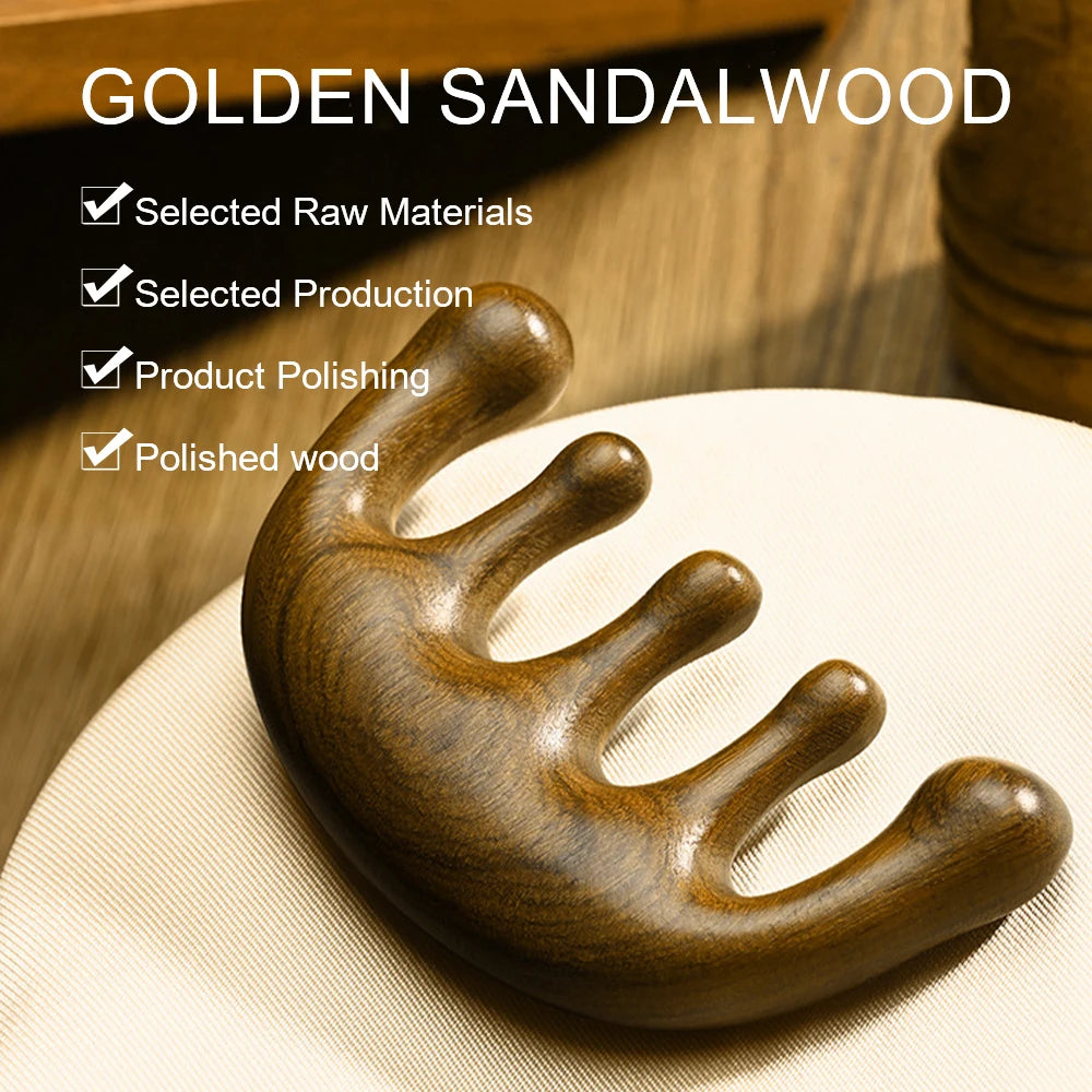 Sandalwood Wide Tooth Comb & Scalp Massager | Wooden Comb Wooden Hair Comb QXL
