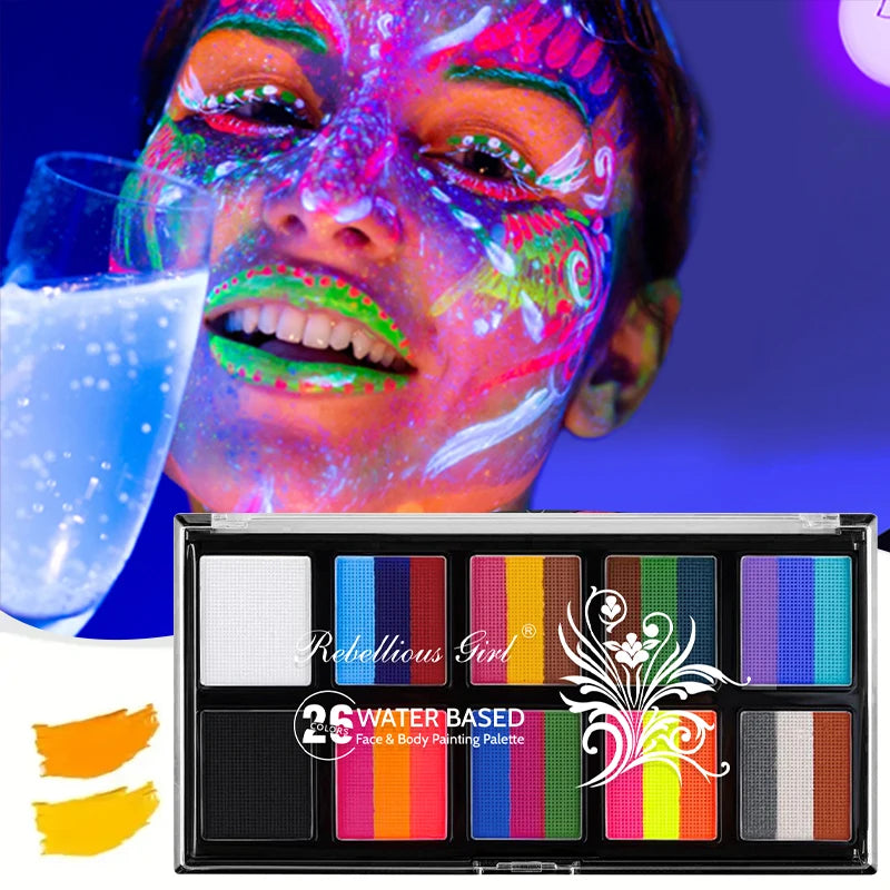 26-Color UV Face & Body Paint Kit | Halloween Cosplay Art Face & Body Paint Kit QXL