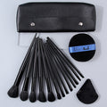 16-Pc Black Makeup Brush Set with PU Bag & Powder Puffs Makeup Brush Set QXL black