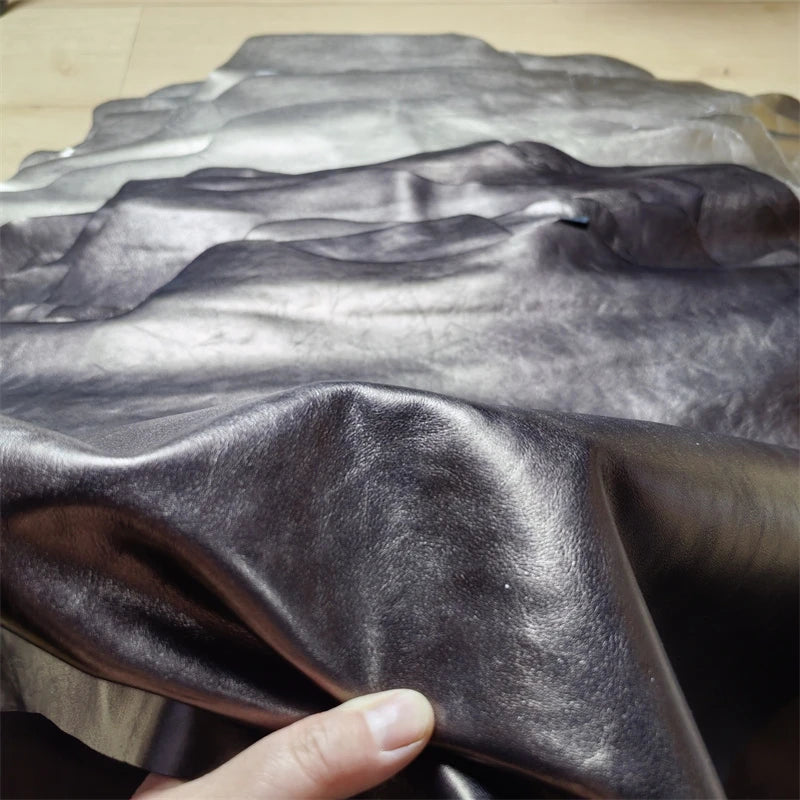Champagne Gold Metallic Sheepskin Leather 0.8–1mm DIY Bags Leather Craft Fabric QXL