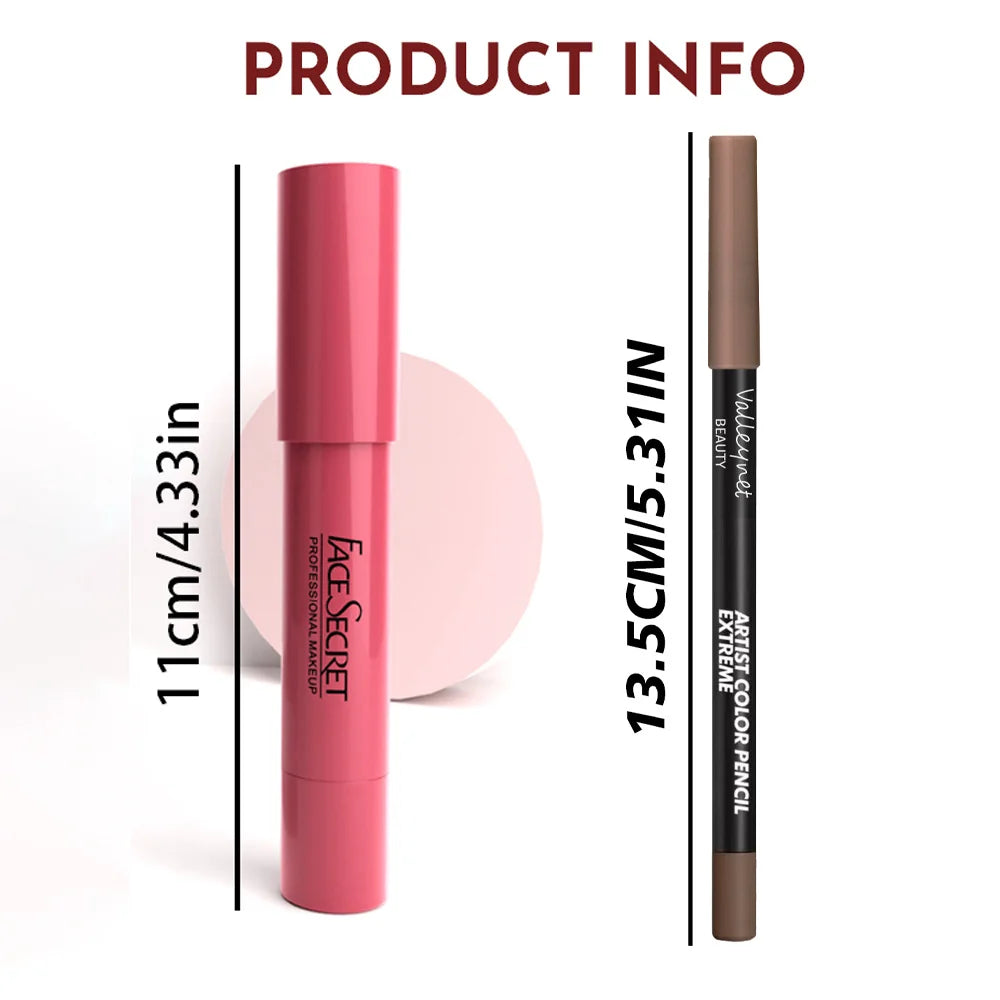4-Pc Matte Velvet Lip Set | Wood Lipliner & Lipstick Combo Lip Makeup Set QXL