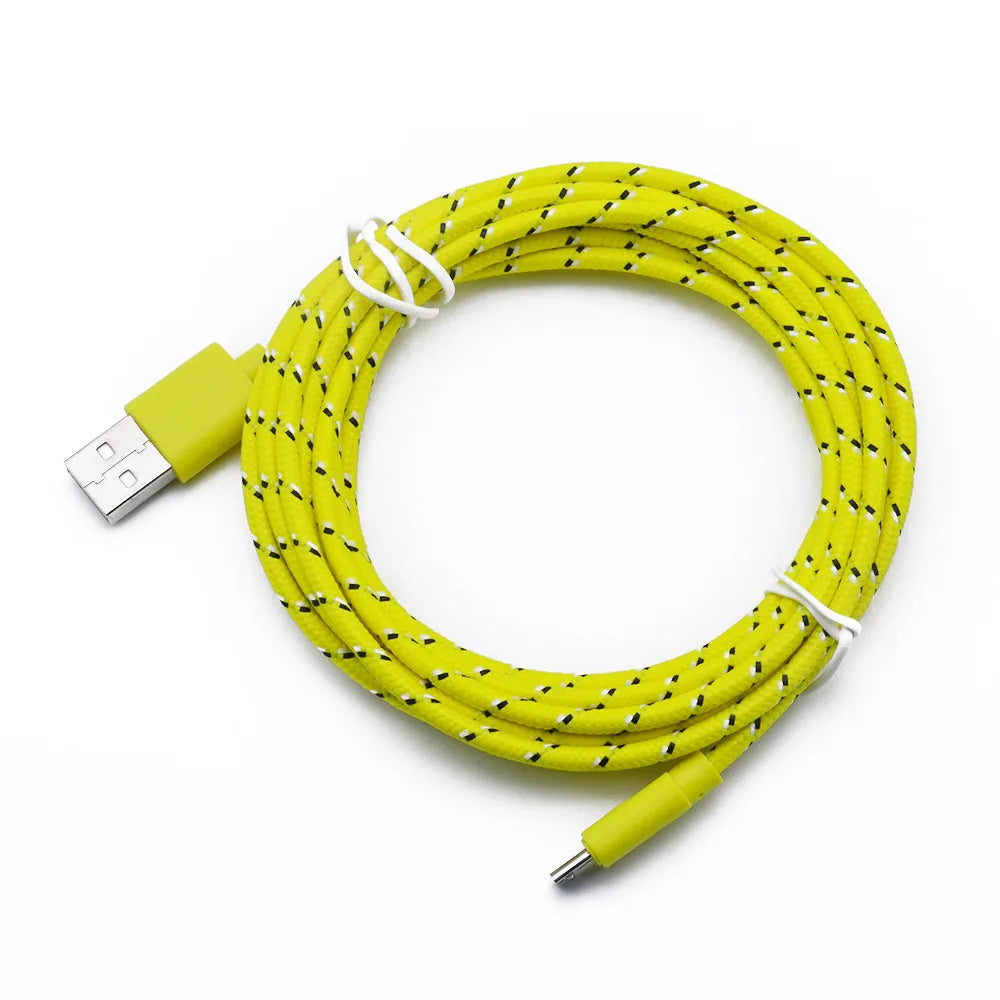 Nylon Braided Micro USB Cable – Fast Charge & Sync 1m/2m/3m Micro USB Cable QXL Yellow 2m