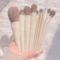 14-Piece Silver Makeup Brush Set | Face & Eye Cosmetic Brushes Makeup Brush Set QXL as show