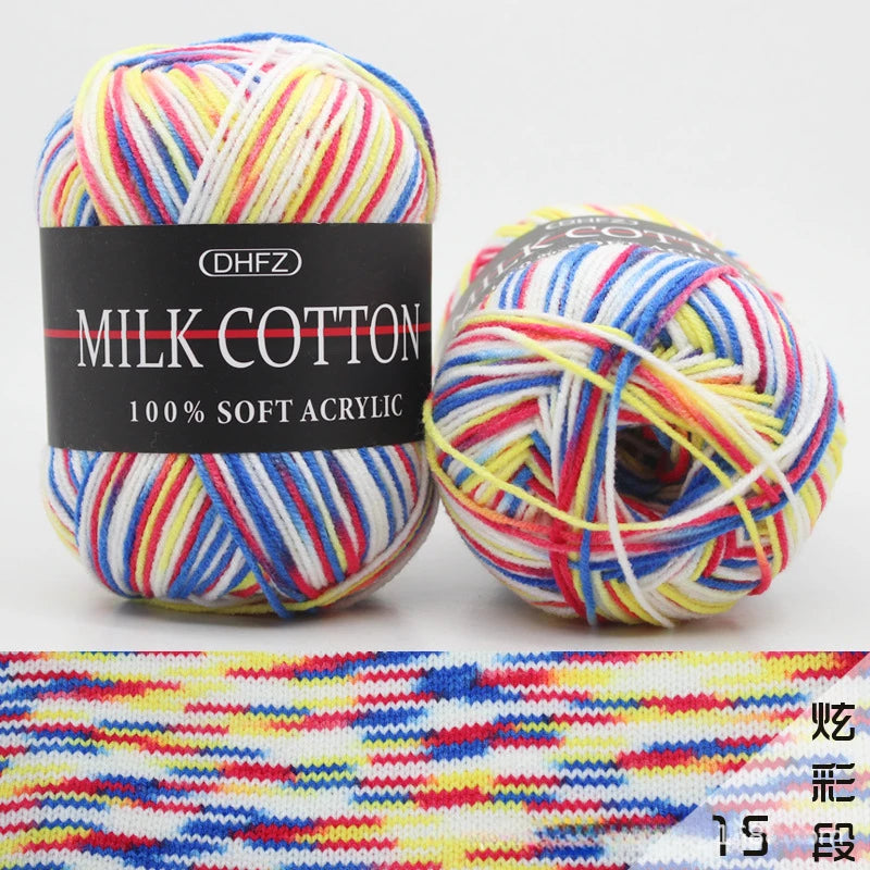 3-Strand Gradient Milk Cotton Acrylic Yarn | Knit & Crochet