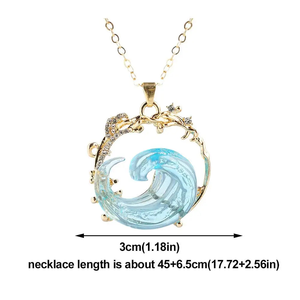 Ocean Wave Jewelry Set – Necklace, Earrings & Ring for Women Jewelry Set QXL
