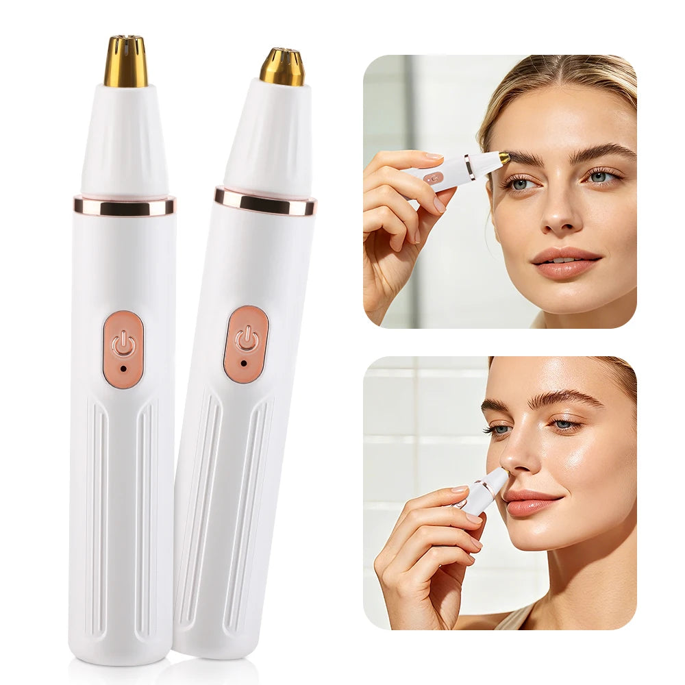 2-in-1 Electric Eyebrow & Nose Hair Trimmer | Rechargeable Hair & Nose Trimmer QXL WHITE