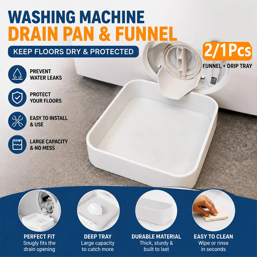 Washing Machine Drain Tray & Funnel | Anti-Leak Overflow Pan Washer Drain Tray QXL