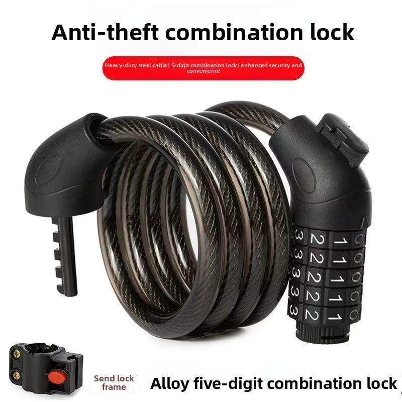 4/5-Digit Bike Combination Cable Lock 110cm | Scooter & E-Bike Combination Cable Lock QXL 90CM