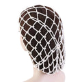Pearl Beads Mesh Snood Hair Net | Crochet Hairnet for Women Snood Hair Net QXL White